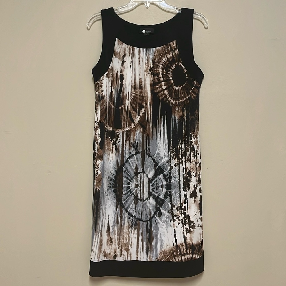 AB Studio abstract sleeveless dress black/brown